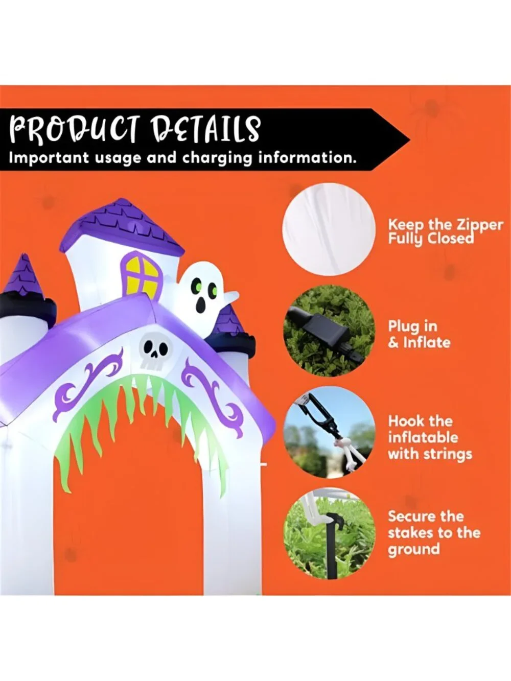 10FT Tall Halloween Inflatables Giant Haunted House Castle Archway